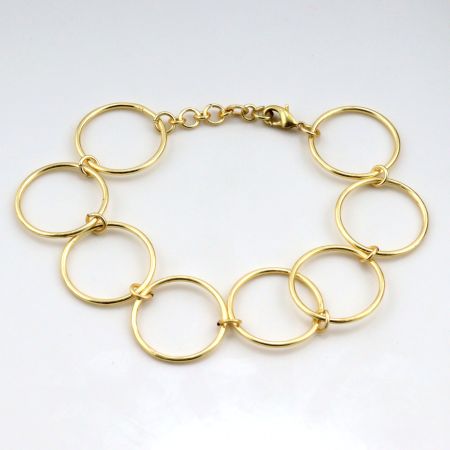 Circle charms bracelet, 22k gold plated bracelet for women, Brass handmade jewelry